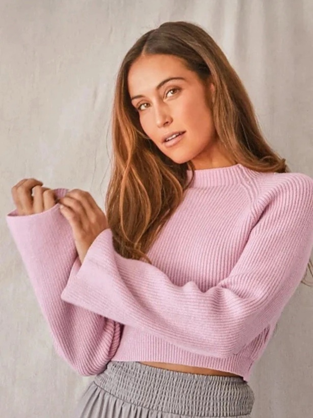 Gotta Be Lilac Mock Neck Cropped Sweater
